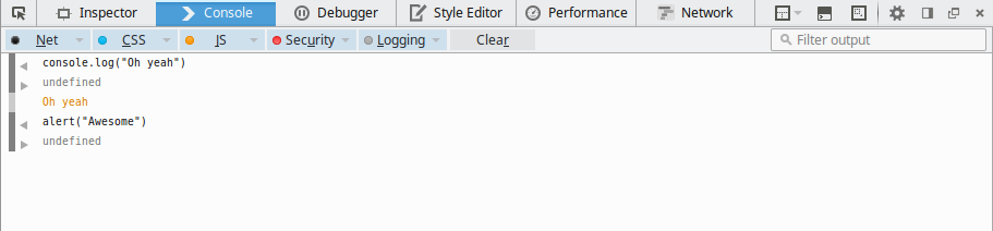 Firefox web console